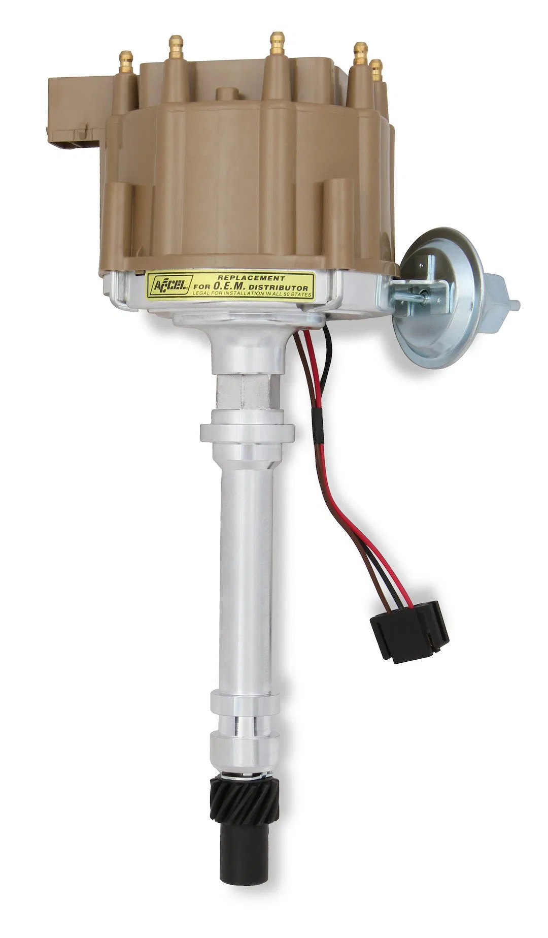 59107 – ACCEL Distributor, Chevy Big/Small Block Magnetic Trigger Vacuum and Mechanical Advance With Steel Gear Tan C...